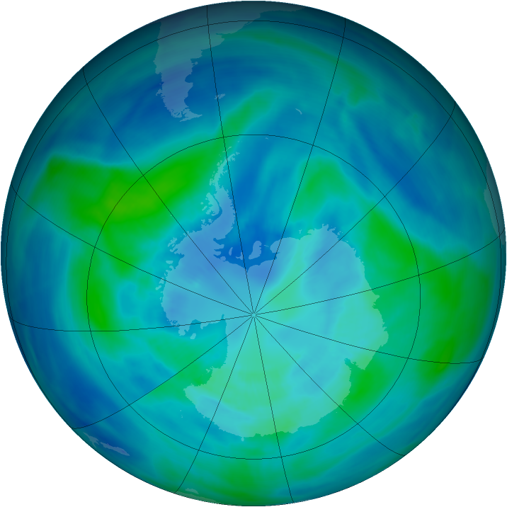 Antarctic ozone map for 28 March 2008